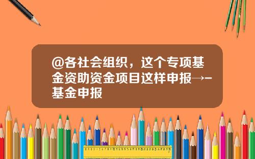 @各社会组织，这个专项基金资助资金项目这样申报→-基金申报