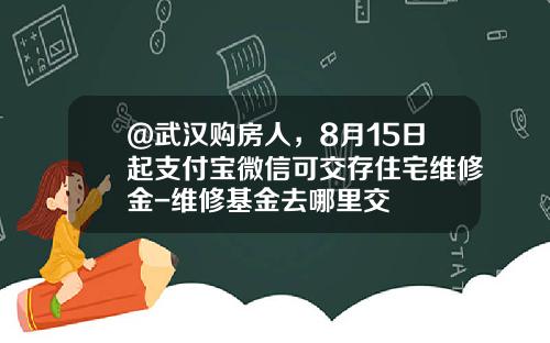 @武汉购房人，8月15日起支付宝微信可交存住宅维修金-维修基金去哪里交
