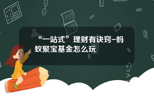 “一站式”理财有诀窍-蚂蚁聚宝基金怎么玩