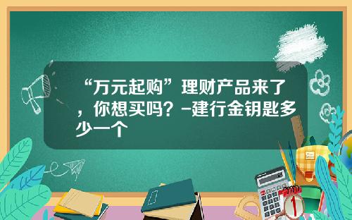 “万元起购”理财产品来了，你想买吗？-建行金钥匙多少一个