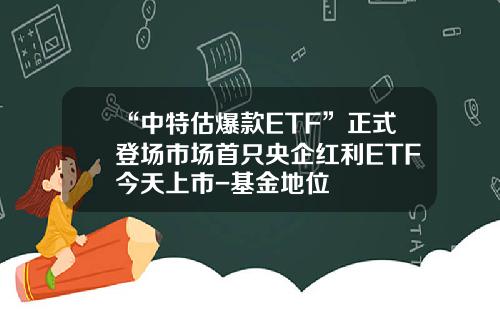 “中特估爆款ETF”正式登场市场首只央企红利ETF今天上市-基金地位
