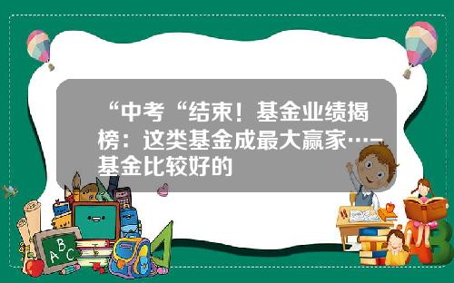 “中考“结束！基金业绩揭榜：这类基金成最大赢家…-基金比较好的