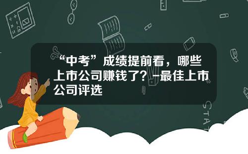 “中考”成绩提前看，哪些上市公司赚钱了？-最佳上市公司评选
