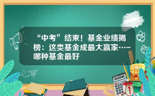 “中考”结束！基金业绩揭榜：这类基金成最大赢家…-哪种基金最好