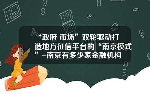 “政府+市场”双轮驱动打造地方征信平台的“南京模式”-南京有多少家金融机构