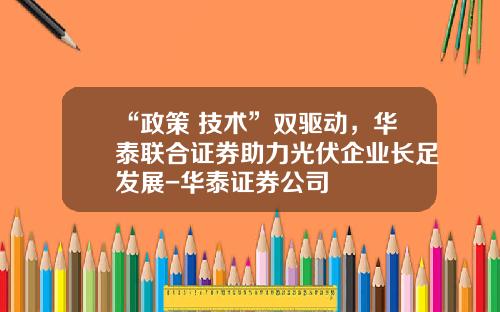 “政策+技术”双驱动，华泰联合证券助力光伏企业长足发展-华泰证券公司