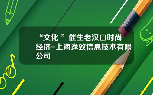 “文化+”催生老汉口时尚经济-上海逸致信息技术有限公司