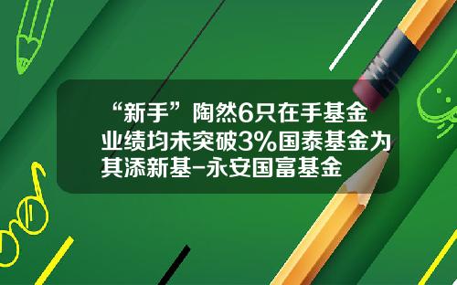“新手”陶然6只在手基金业绩均未突破3%国泰基金为其添新基-永安国富基金