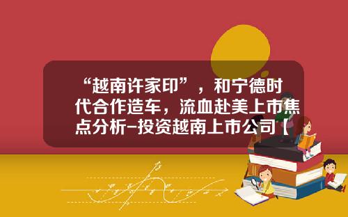 “越南许家印”，和宁德时代合作造车，流血赴美上市焦点分析-投资越南上市公司【新闻】