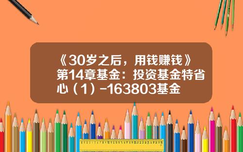 《30岁之后，用钱赚钱》第14章基金：投资基金特省心（1）-163803基金分红