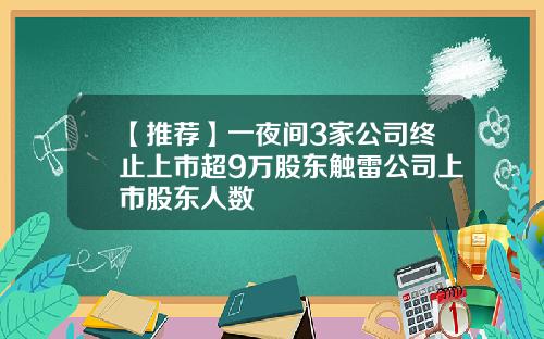 【推荐】一夜间3家公司终止上市超9万股东触雷公司上市股东人数