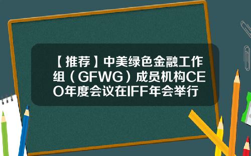 【推荐】中美绿色金融工作组(GFWG)成员机构CEO年度会议在IFF年会举行-高盛基金会