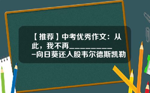 【推荐】中考优秀作文:从此,我不再________-向日葵还入股韦尔德斯凯勒公司