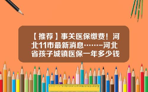【推荐】事关医保缴费!河北11市最新消息……-河北省孩子城镇医保一年多少钱