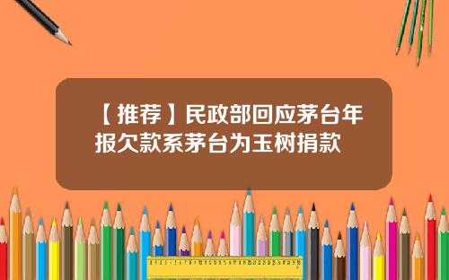 【推荐】民政部回应茅台年报欠款系茅台为玉树捐款