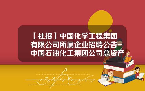 【社招】中国化学工程集团有限公司所属企业招聘公告-中国石油化工集团公司总资产
