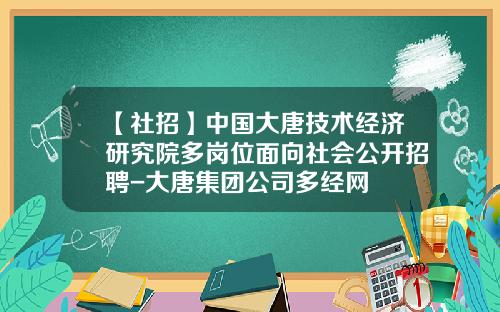 【社招】中国大唐技术经济研究院多岗位面向社会公开招聘-大唐集团公司多经网