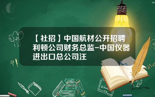 【社招】中国航材公开招聘利顿公司财务总监-中国仪器进出口总公司汪