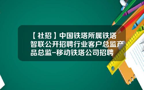 【社招】中国铁塔所属铁塔智联公开招聘行业客户总监产品总监-移动铁塔公司招聘