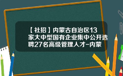 【社招】内蒙古自治区13家大中型国有企业集中公开选聘27名高级管理人才-内蒙古大准铁路工程有限责任公司