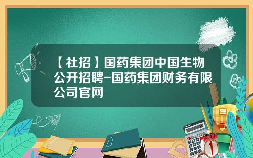 【社招】国药集团中国生物公开招聘-国药集团财务有限公司官网