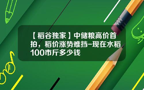 【稻谷独家】中储粮高价首拍，稻价涨势难挡-现在水稻100市斤多少钱