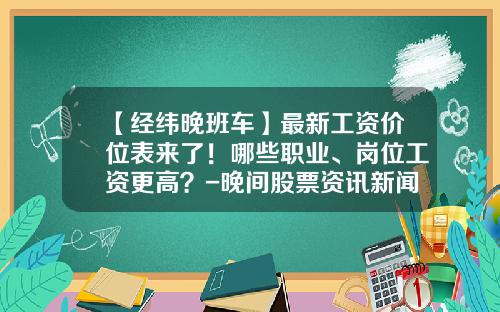 【经纬晚班车】最新工资价位表来了！哪些职业、岗位工资更高？-晚间股票资讯新闻直播网