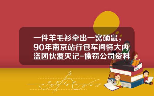 一件羊毛衫牵出一窝硕鼠，90年南京站行包车间特大内盗团伙覆灭记-偷窃公司资料