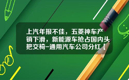 上汽年报不佳，五菱神车产销下滑，新能源车抢占国内头把交椅-通用汽车公司分红【新闻】.