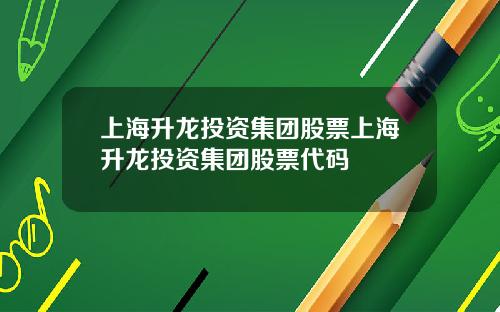 上海升龙投资集团股票上海升龙投资集团股票代码