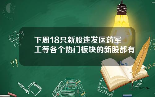 下周18只新股连发医药军工等各个热门板块的新股都有