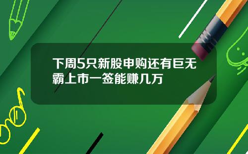 下周5只新股申购还有巨无霸上市一签能赚几万