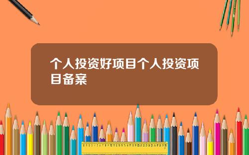 个人投资好项目个人投资项目备案