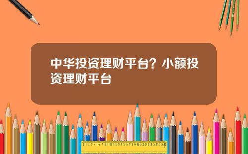 中华投资理财平台?小额投资理财平台