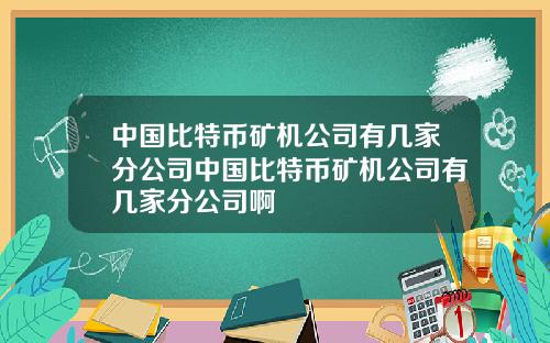 中国比特币矿机公司有几家分公司中国比特币矿机公司有几家分公司啊