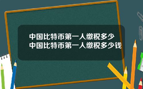 中国比特币第一人缴税多少中国比特币第一人缴税多少钱