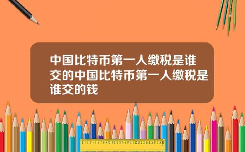 中国比特币第一人缴税是谁交的中国比特币第一人缴税是谁交的钱