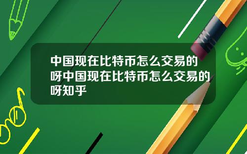 中国现在比特币怎么交易的呀中国现在比特币怎么交易的呀知乎