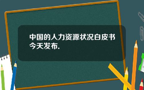 中国的人力资源状况白皮书今天发布.