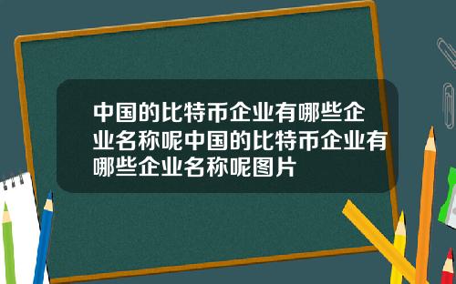 中国的比特币企业有哪些企业名称呢中国的比特币企业有哪些企业名称呢图片