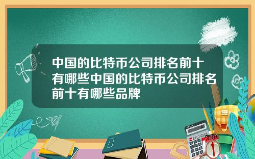 中国的比特币公司排名前十有哪些中国的比特币公司排名前十有哪些品牌