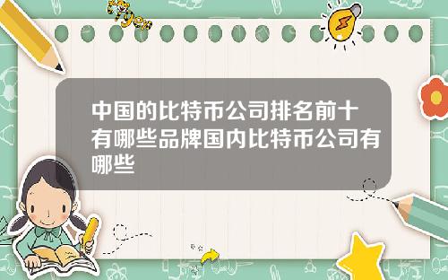 中国的比特币公司排名前十有哪些品牌国内比特币公司有哪些
