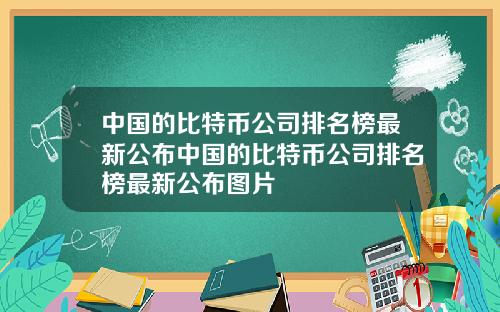 中国的比特币公司排名榜最新公布中国的比特币公司排名榜最新公布图片