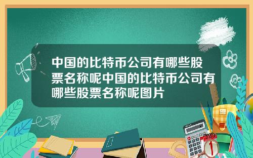 中国的比特币公司有哪些股票名称呢中国的比特币公司有哪些股票名称呢图片