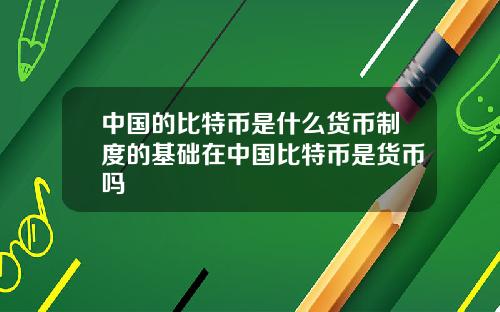 中国的比特币是什么货币制度的基础在中国比特币是货币吗