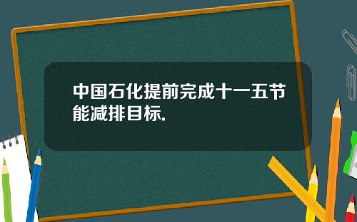 中国石化提前完成十一五节能减排目标.