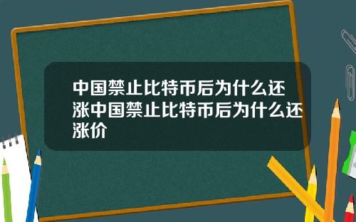 中国禁止比特币后为什么还涨中国禁止比特币后为什么还涨价