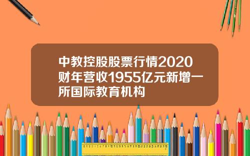 中教控股股票行情2020财年营收1955亿元新增一所国际教育机构