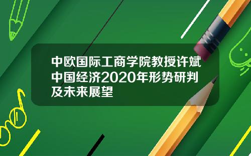 中欧国际工商学院教授许斌中国经济2020年形势研判及未来展望