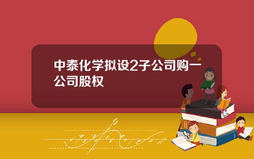 中泰化学拟设2子公司购一公司股权